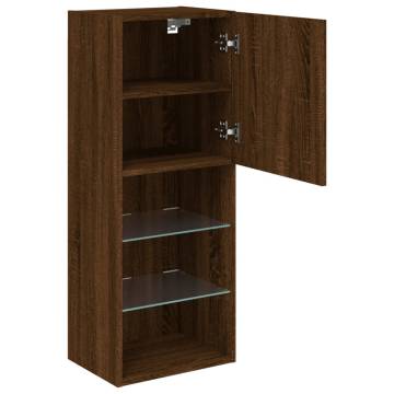 TV Cabinet with LED Lights Brown Oak 40.5x30x102 cm