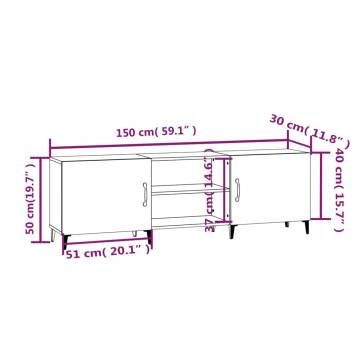 TV Cabinet Grey Sonoma 150x30x50 cm Engineered Wood