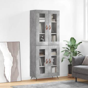 Highboard Concrete Grey 69.5x34x180 cm Engineered Wood