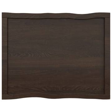 Table Top Dark Brown 80x60x(2-6) cm Treated Solid Wood Live Edge