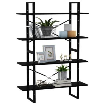 4-Tier Book Cabinet Black 100x30x140 cm Solid Pine Wood