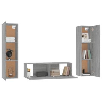 3 Piece TV Cabinet Set Grey Sonoma Engineered Wood