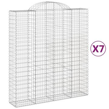 Arched Gabion Baskets 7 pcs 200x50x220/240 cm Galvanised Iron