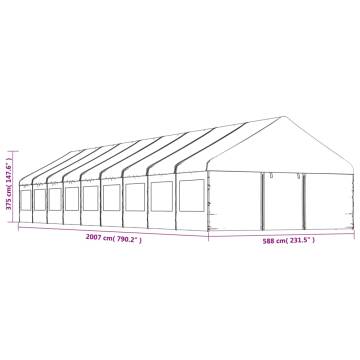 Gazebo with Roof White 20.07x5.88x3.75 m Polyethylene