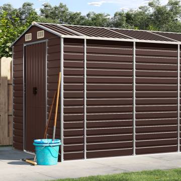 Garden Shed Brown 191x640x198 cm Galvanised Steel