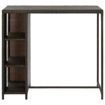 Bar Table with Storage Rack Brown 120x60x110 cm Poly Rattan