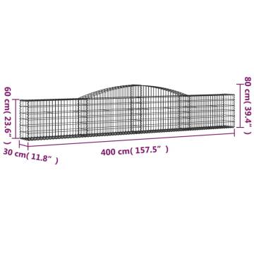 Arched Gabion Baskets 9 pcs 400x30x60/80 cm Galvanised Iron