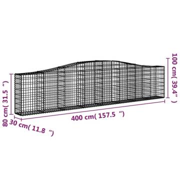 Arched Gabion Baskets 8 pcs 400x30x80/100 cm Galvanised Iron