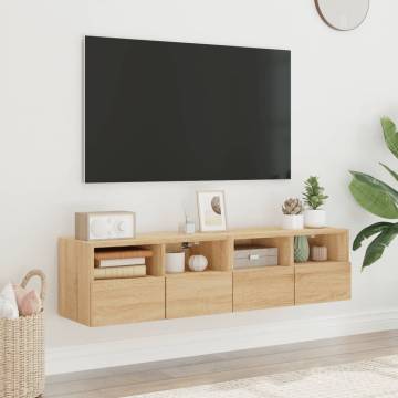 TV Wall Cabinets 2 pcs Sonoma Oak 60x30x30 cm Engineered Wood