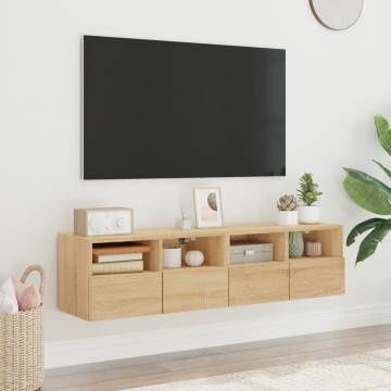 TV Wall Cabinets 2 pcs Sonoma Oak 60x30x30 cm Engineered Wood