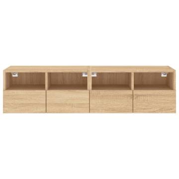 TV Wall Cabinets 2 pcs Sonoma Oak 60x30x30 cm Engineered Wood