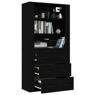 Highboard Black Engineered Wood