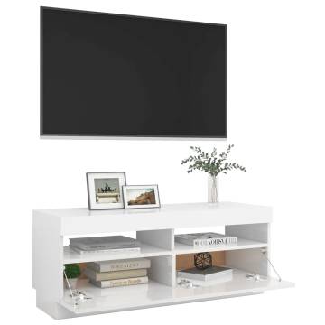 TV Cabinet with LED Lights High Gloss White 100x35x40 cm