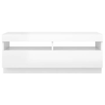 TV Cabinet with LED Lights High Gloss White 100x35x40 cm