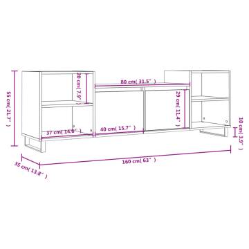 TV Cabinet High Gloss White 160x35x55 cm Engineered Wood