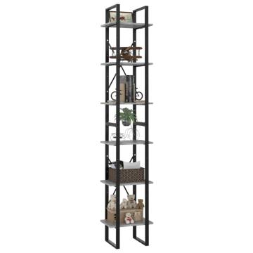 6-Tier Book Cabinet Concrete Grey 40x30x210 cm Engineered Wood