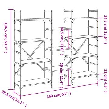 Bookshelf Sonoma Oak 160x28.5x136.5 cm Engineered Wood