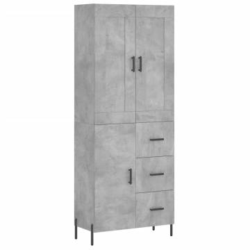 Highboard Concrete Grey 69.5x34x180 cm Engineered Wood