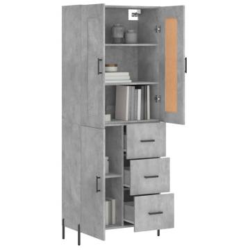 Highboard Concrete Grey 69.5x34x180 cm Engineered Wood