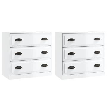 Sideboards 2 pcs High Gloss White Engineered Wood