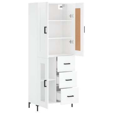 Highboard High Gloss White 69.5x34x180 cm Engineered Wood