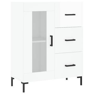 Highboard High Gloss White 69.5x34x180 cm Engineered Wood