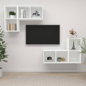 Wall-mounted TV Cabinets 4 pcs White Engineered Wood