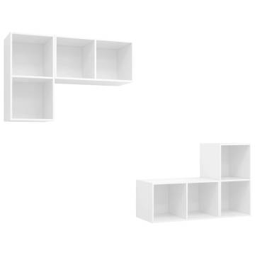 Wall-mounted TV Cabinets 4 pcs White Engineered Wood