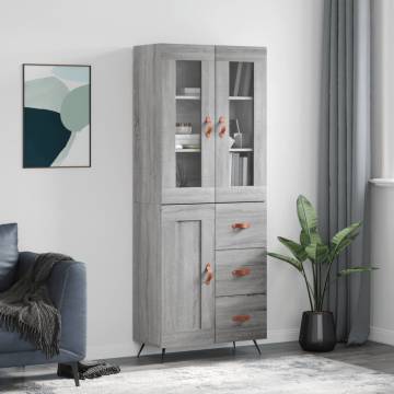 Highboard Grey Sonoma 69.5x34x180 cm Engineered Wood