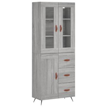 Highboard Grey Sonoma 69.5x34x180 cm Engineered Wood