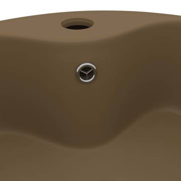 Luxury Wash Basin with Overflow Matt Cream 36x13 cm Ceramic