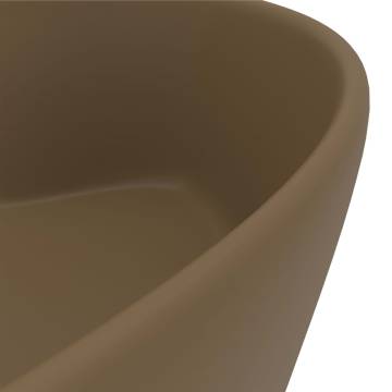 Luxury Wash Basin with Overflow Matt Cream 36x13 cm Ceramic