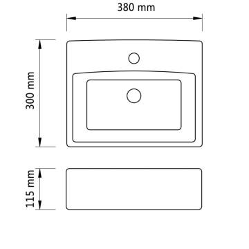 Wash Basin with Faucet Hole 38x30x11.5 cm Ceramic Silver