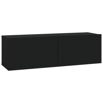 Wall-mounted TV Cabinet Black Engineered Wood