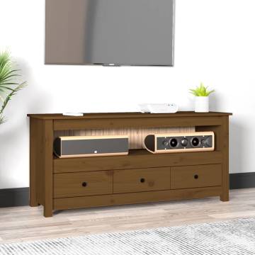 TV Cabinet Honey Brown 114x35x52 cm Solid Wood Pine