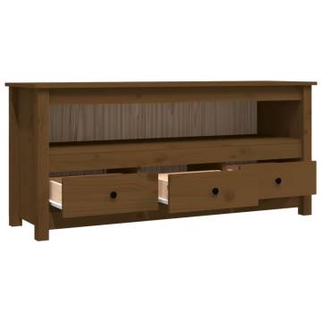 TV Cabinet Honey Brown 114x35x52 cm Solid Wood Pine