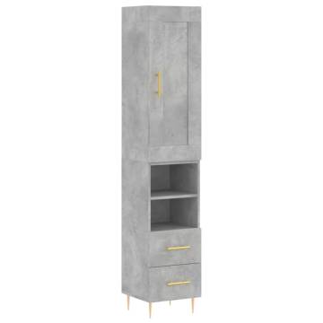 Highboard Concrete Grey 34.5x34x180 cm Engineered Wood