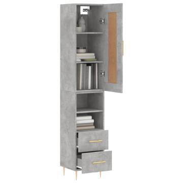 Highboard Concrete Grey 34.5x34x180 cm Engineered Wood