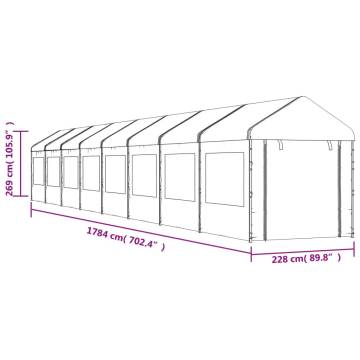 Gazebo with Roof White 17.84x2.28x2.69 m Polyethylene