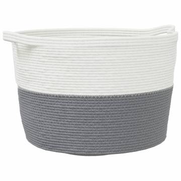 Laundry Basket Grey and White Ø60x36 cm Cotton