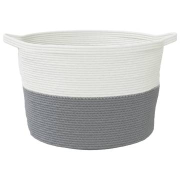 Laundry Basket Grey and White Ø60x36 cm Cotton