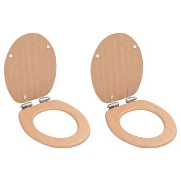 WC Toilet Seats 2 pcs with Soft Close Lids MDF Bamboo Design