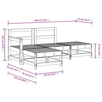 4 Piece Garden Lounge Set White Solid Wood Pine