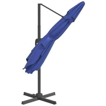 LED Cantilever Umbrella Azure Blue 400x300 cm