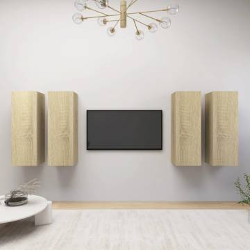 TV Cabinets 4 pcs Sonoma Oak 30.5x30x90 cm Engineered Wood