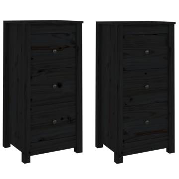 Sideboards 2 pcs Black 40x35x80 cm Solid Wood Pine