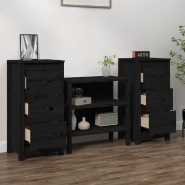 Sideboards 2 pcs Black 40x35x80 cm Solid Wood Pine