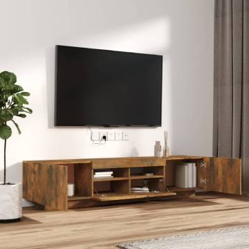 2 Piece TV Cabinet Set with LED Lights Smoked Oak Engineered Wood