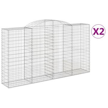 Arched Gabion Baskets 2 pcs 300x50x160/180 cm Galvanised Iron