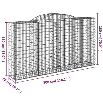 Arched Gabion Baskets 2 pcs 300x50x160/180 cm Galvanised Iron